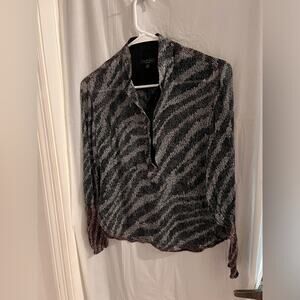 Rag and bone black white Mari’s zebra print silk popover top size xxs